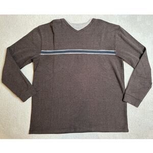 Method: Vintage Brown Stripe Waffle Long Sleeve Sweater Shirt